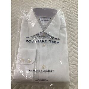 Charles Tyrwhitt 17/36 In 43/92cm  Mens White Royal Oxford Classic Fit Shirt NEW